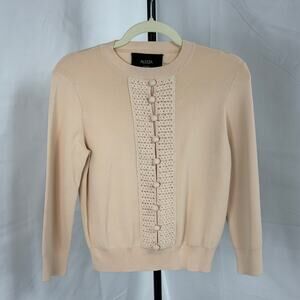Aleeza Paris Blush Pink Long Sleeve Pullover Round Neck Sweater Women Size XS